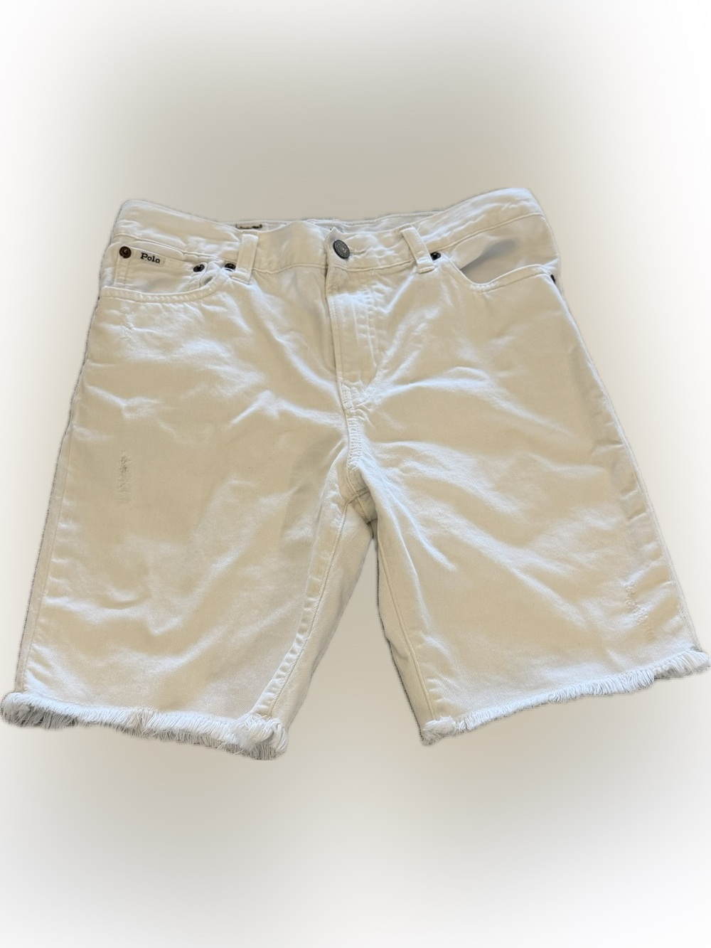 Polo Ralph Lauren White Denim Cutoff Shorts Girls L 14-16 Frayed Hem